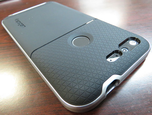 Spigen Neo Hybrid for Pixel review case box - Phone Installed - Back Camera & Sensor - Chris-R.net